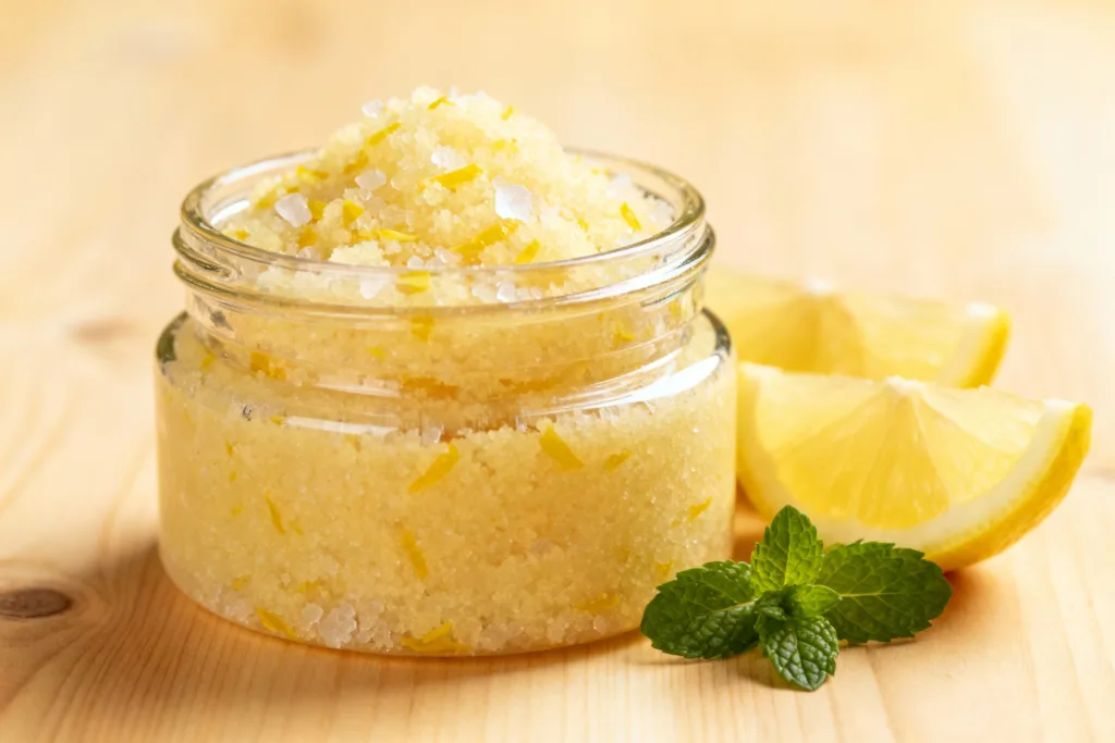 DIY Lemon Sugar Body Scrub For Bright, Soft Skin