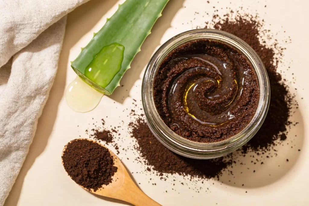Glow Up Fast Diy Coffee + Aloe Bath Scrub for Bumpy Skin (Soft Exfoliation)