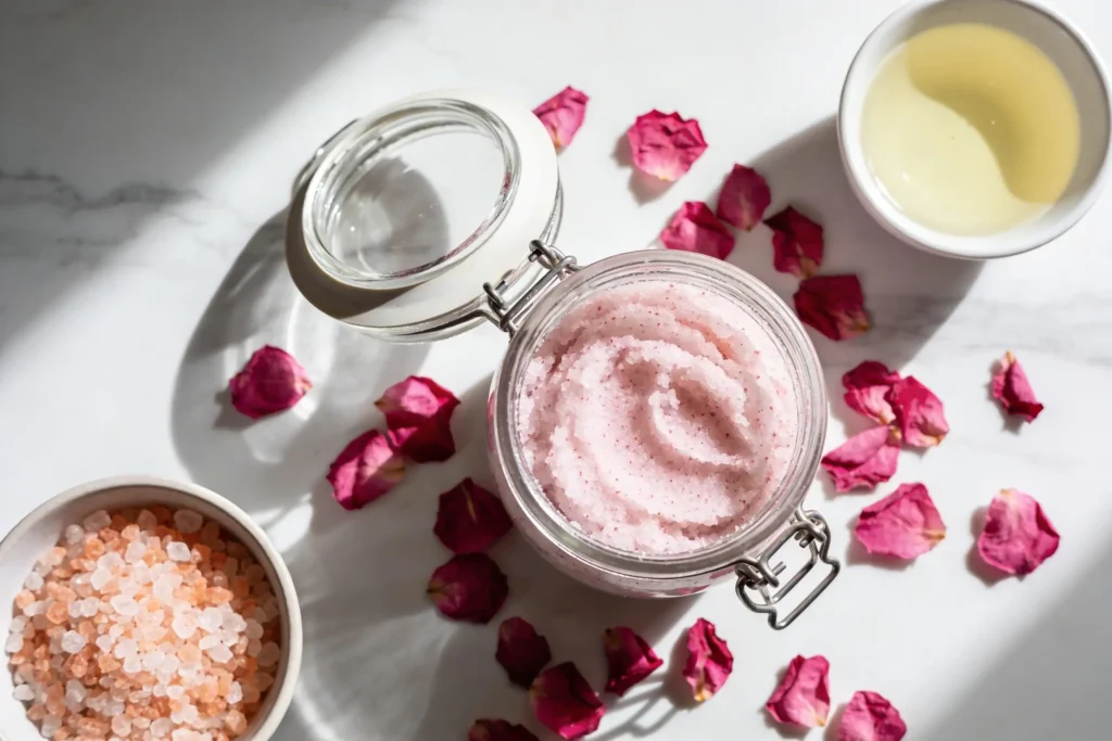 Diy Rose + Coconut Bath Scrub for Radiant, Silky Skin