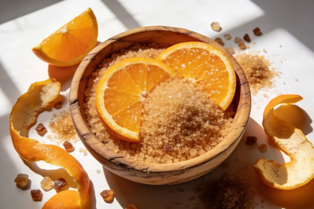 Diy Orange + Brown Sugar Bath Scrub for "Instant Glow" Legs