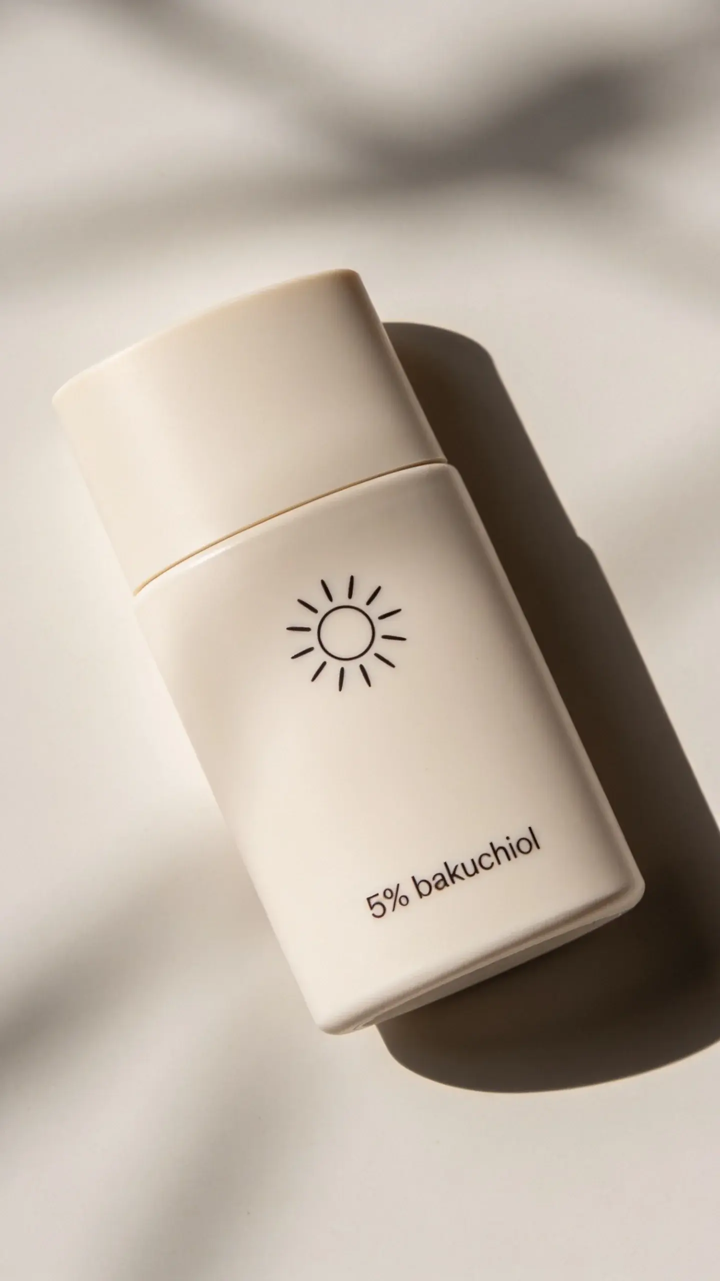 5% bakuchiol, and a sunscreen bottle with a sun icon; soft neutral tones, clean aesthetic, no harsh shadows, no text on products, emphasize soothing, barrier-supporting vibe.