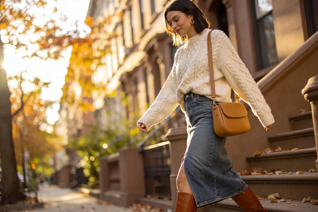 10 Jean Skirt Outfit Ideas For Fall You'll Love