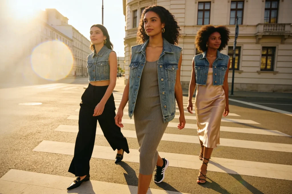 10 Cropped Denim Vest Outfits That Flatter Every Body Type